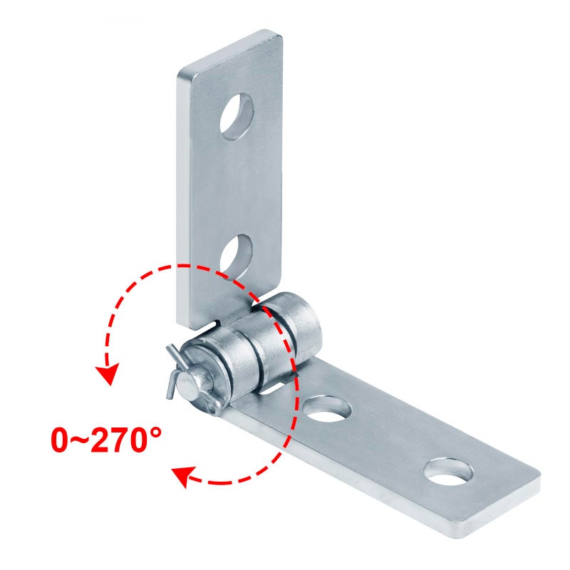 heneng 4 Pcs 4 Hole Adjustable Hinge for 1-5/8"" Strut Channel, 1/4"" Thick, Electro-Galvanized Steel - Image 3